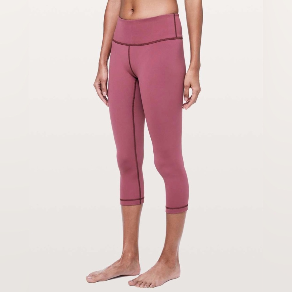 Lululemon Wunder Under Crop *Mid-Rise FullOn Luxtreme 21” Leggings Size 6 Merlot
